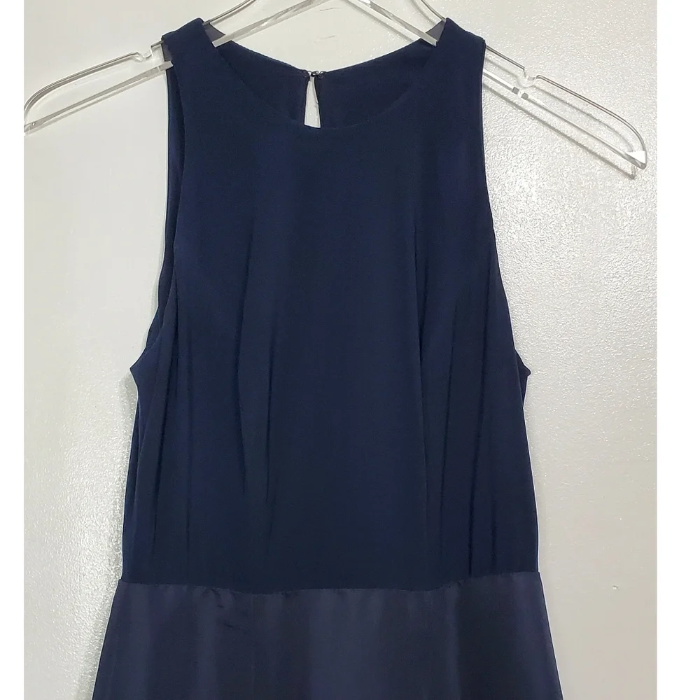 Sleeveless Navy Bow-Waist Evening Dress - Picture 6 of 14